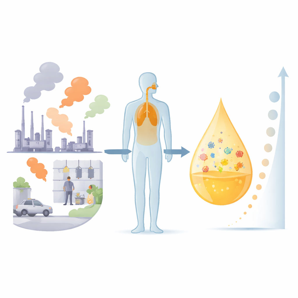 Figure 1. Hoe alledaagse luchtverontreiniging en rook chemische sporen in urine achterlaten die langetermijntrends in blootstelling onthullen.