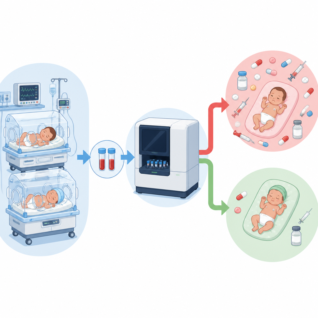 Figure 1. Cómo el momento de las pruebas de infección en recién nacidos puede influir en un uso más seguro de antibióticos en las unidades de cuidados intensivos neonatales.