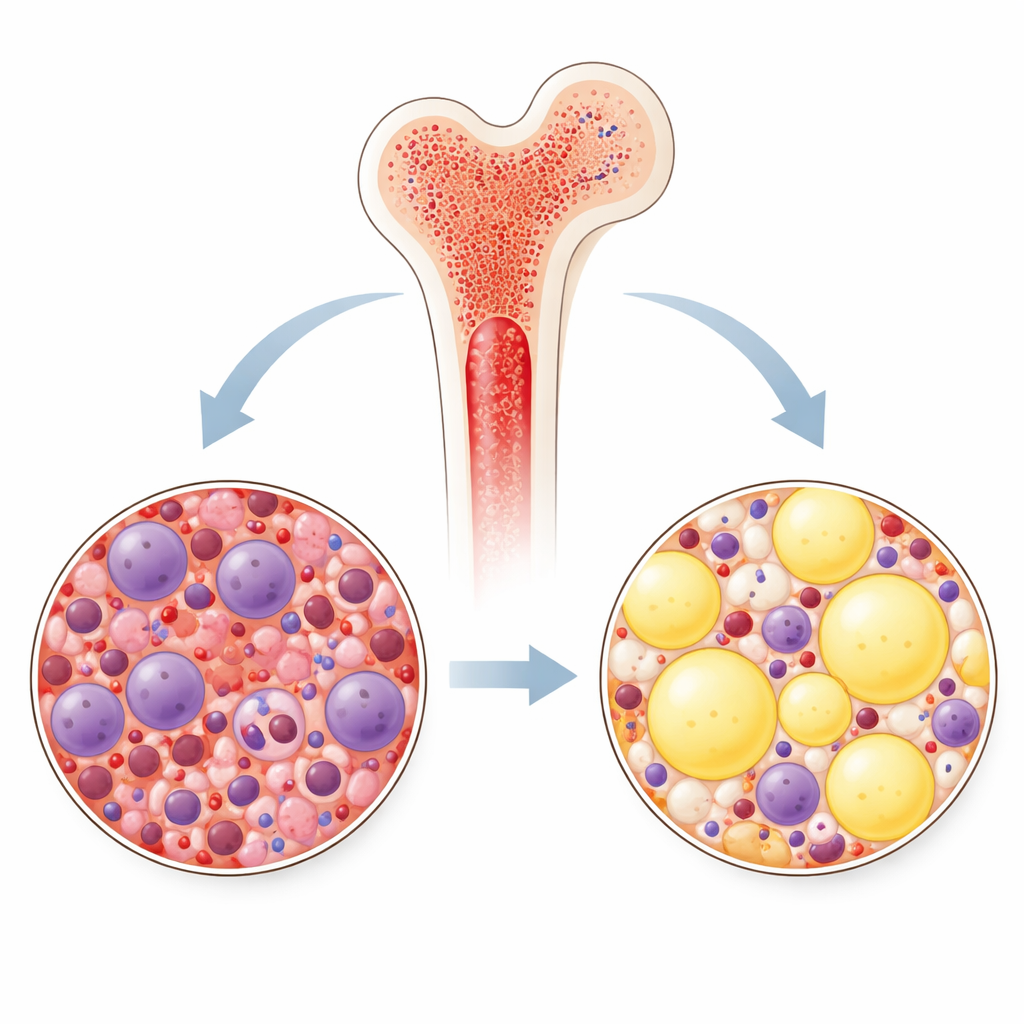 Figure 2. AI contrasts cell-dense marrow with fat-rich marrow to flag which platelet disorder is present.
