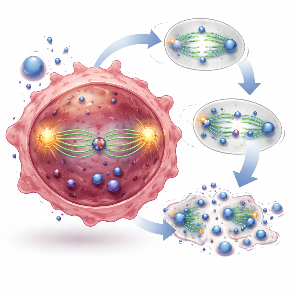 Figure 2. Blocking a small receptor hook on the cell division machine makes leukemia cells fail during division.