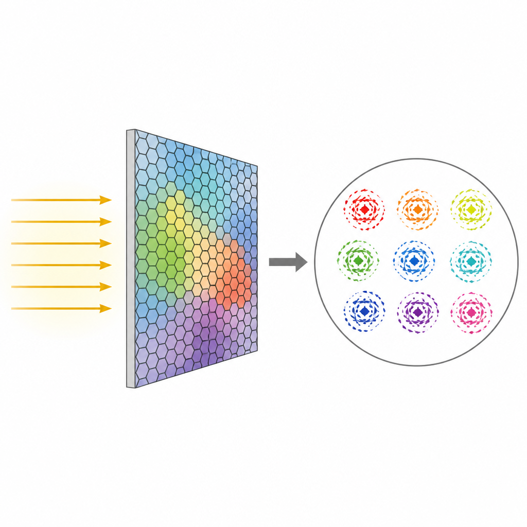 Figure 1. Wie strukturierte optische Materialien Licht so verdrehen, dass stabile topologische Bits für robuste Datenspeicherung entstehen