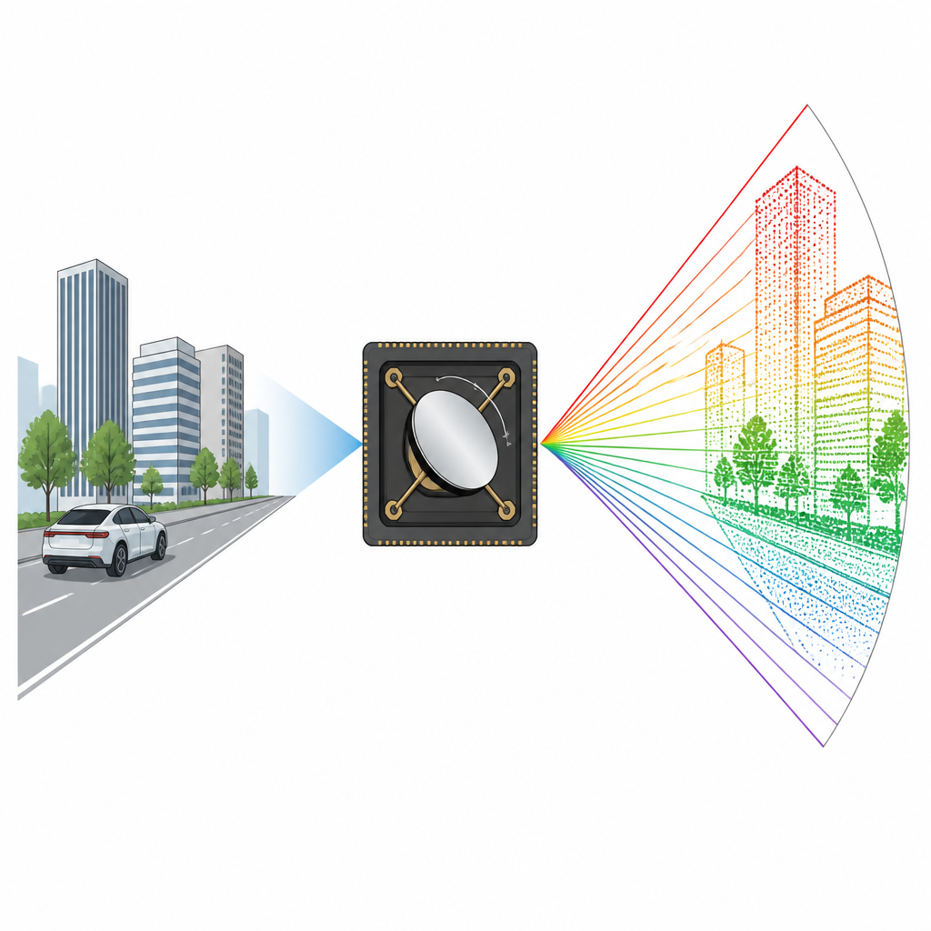 Figure 1. Come i micro-specchi riprogettati aiutano il LiDAR a scandire il mondo in modo più affidabile e duraturo