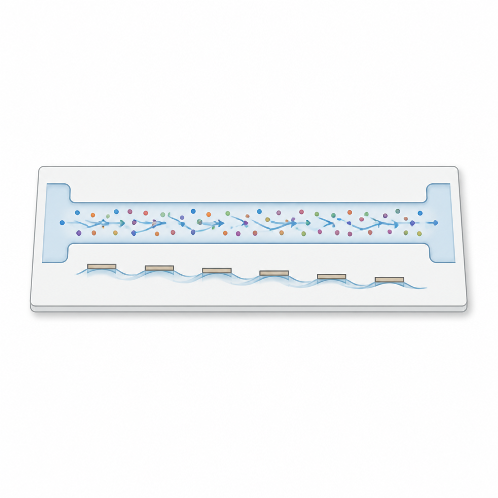 Figure 1. Tiny vibrating membranes on a chip gently push liquid through a microchannel for lab-on-a-chip devices.