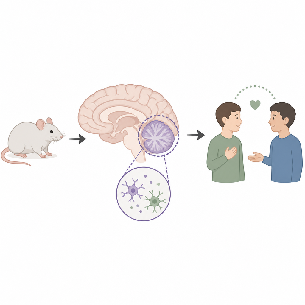 Figure 1. Immunzellen im Kleinhirn tragen zur Wiederherstellung von Schaltkreisen bei, die soziales Verhalten bei autismusähnlichen Mäusen formen.