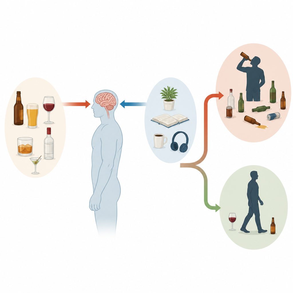 Figure 1. Wie Gehirnreaktionen auf Alkoholreizstoffe mit zukünftigem Rückfall- oder Erholungsverlauf zusammenhängen.