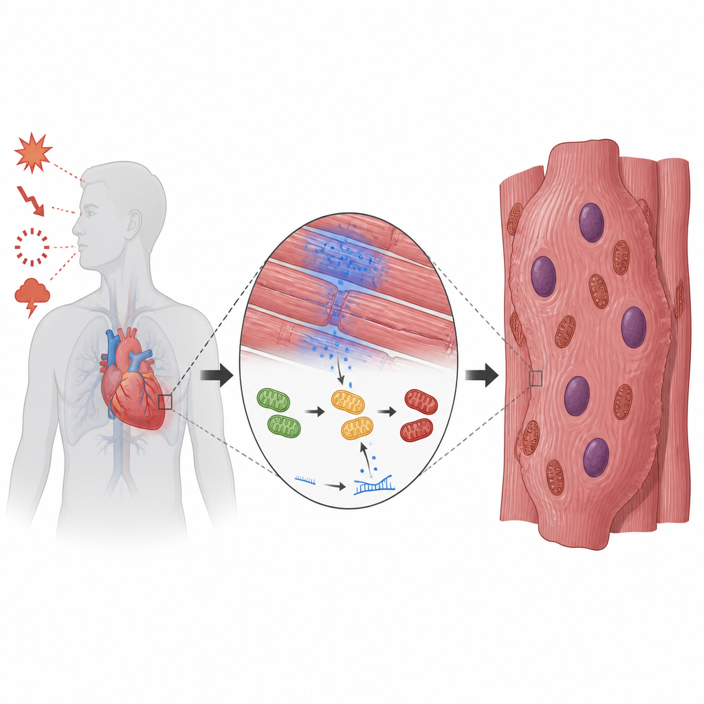 Figure 1. How low oxygen and a tiny RNA switch push heart cells into abnormal overgrowth