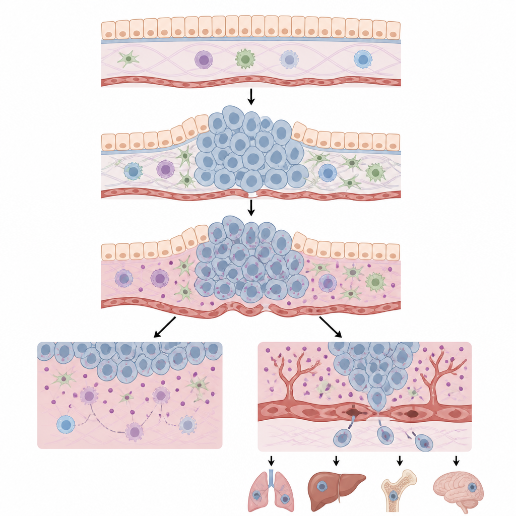 Figure 1. Extra lactate from tumors reshapes their surroundings to help cancer grow, spread, and evade the immune system.