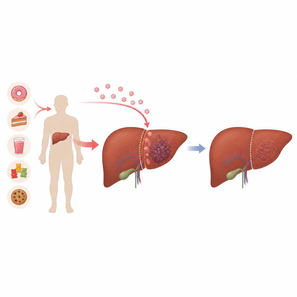 Figure 1. How everyday fructose can stress certain liver tumors and slow their growth