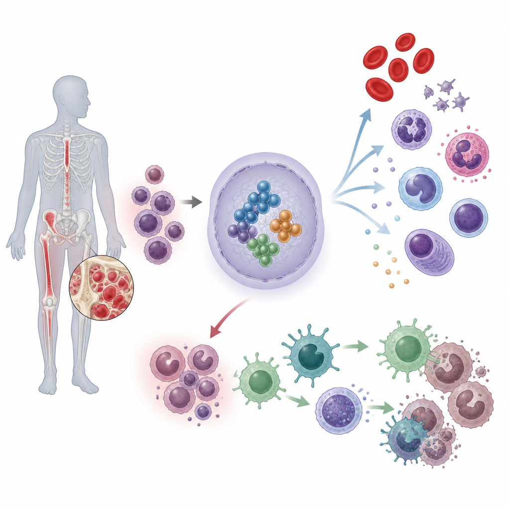 Figure 1. Blocking a nuclear helper protein lets stuck leukemia cells mature and reduces aggressive blood cancer.