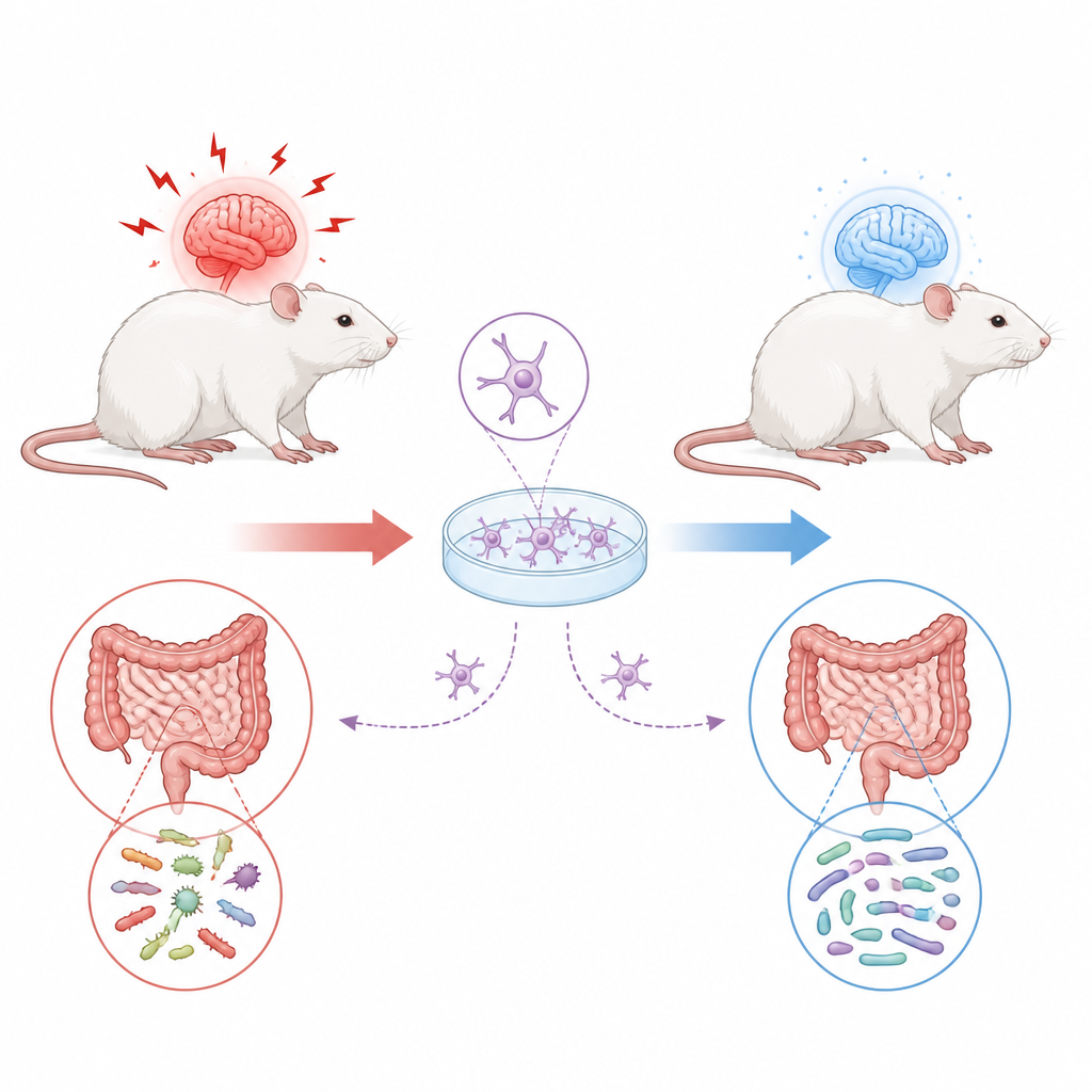 Figure 1. Stem cell therapy in rats easing autism-like behavior by calming the brain and restoring a healthier gut microbiome.