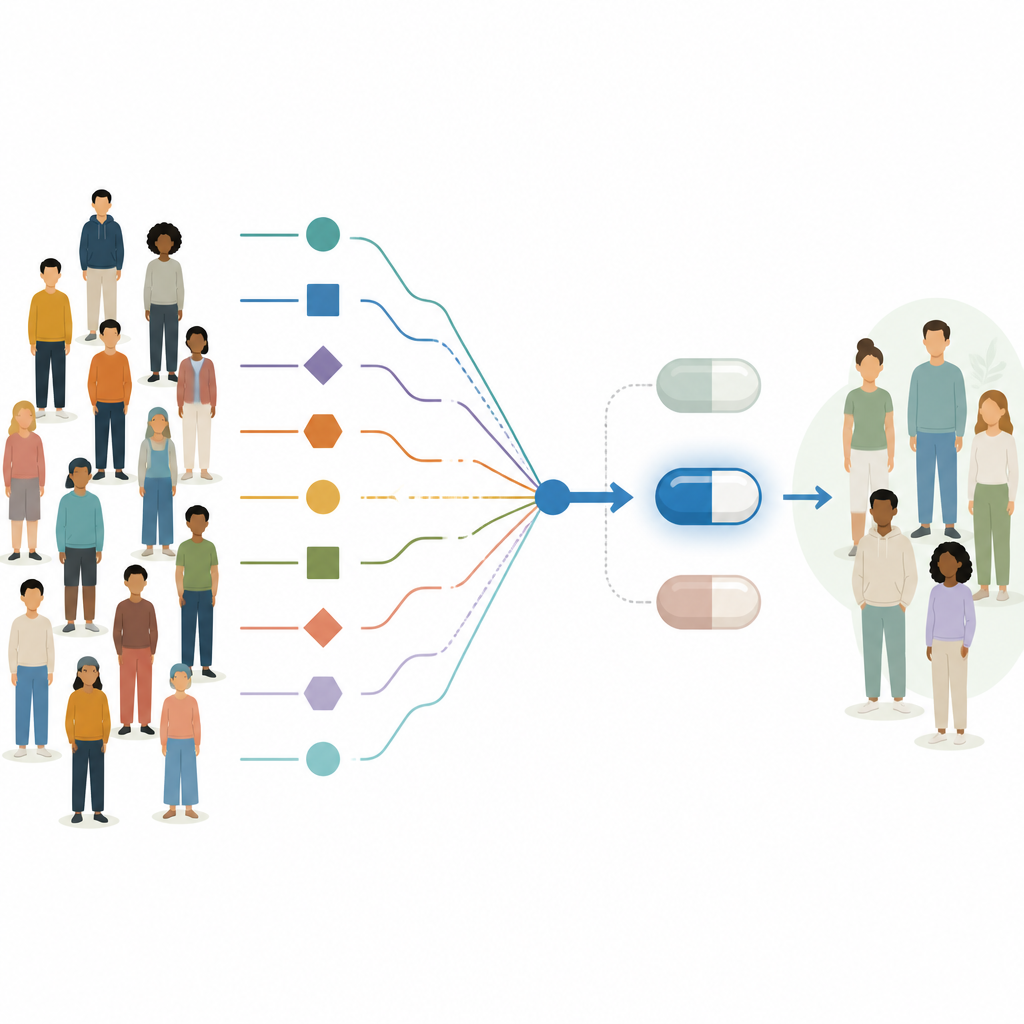 Figure 1. Emparejamiento basado en datos de pacientes con psicosis de inicio para antipsicóticos según perfiles personales y prioridades sobre efectos secundarios