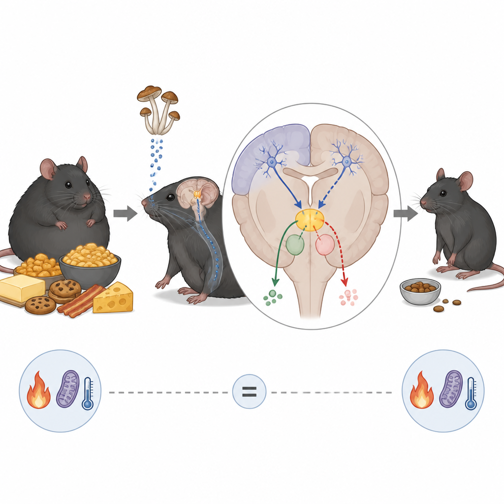 Figure 2. Psilocibina abbinata a un cambio di dieta riduce l’assunzione di cibo nei topi obesi senza alterare il metabolismo.