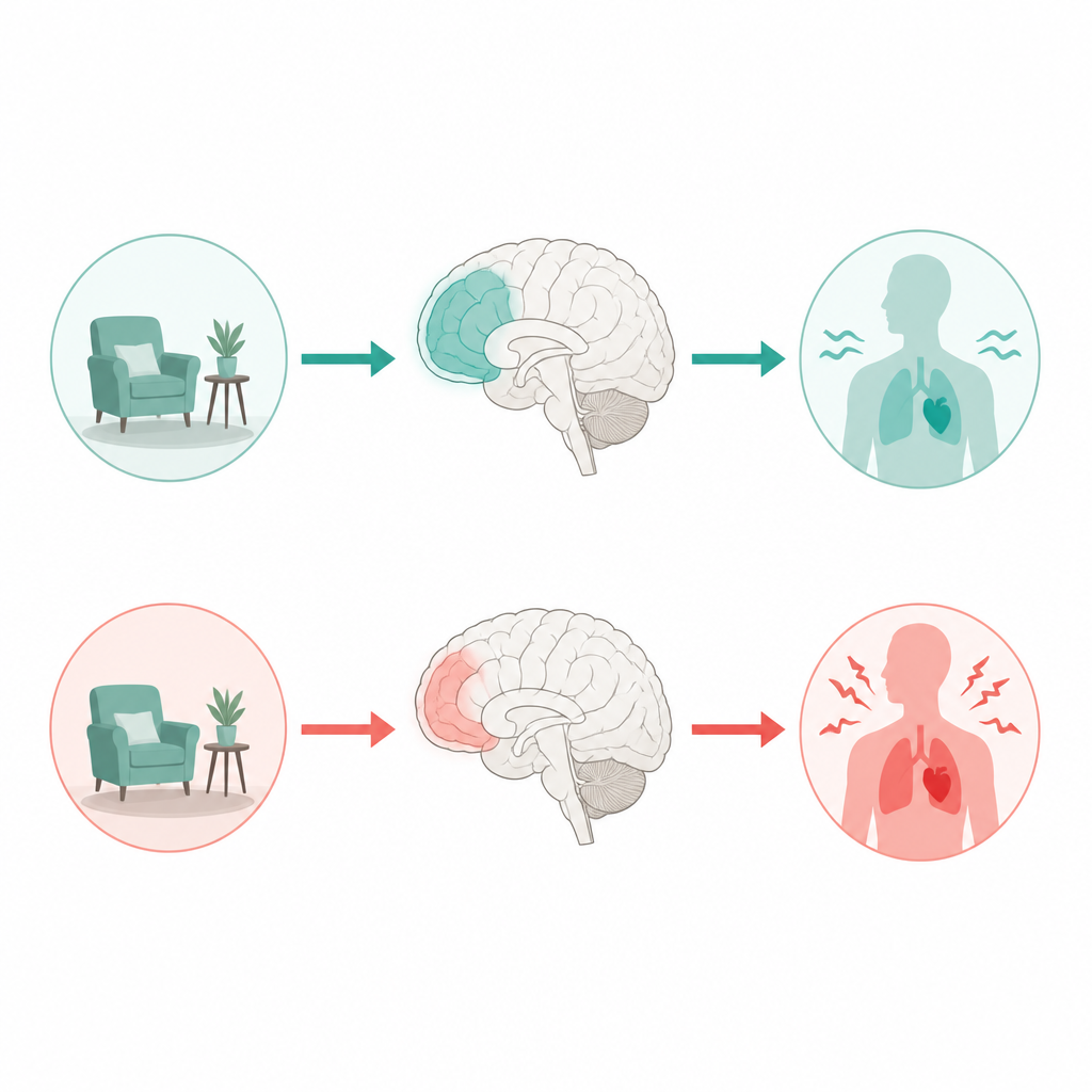 Figure 2. Come i cervelli delle persone con ansia rispondono meno ai segnali di sicurezza e mantengono il corpo in allerta nelle prime fasi dell’apprendimento.