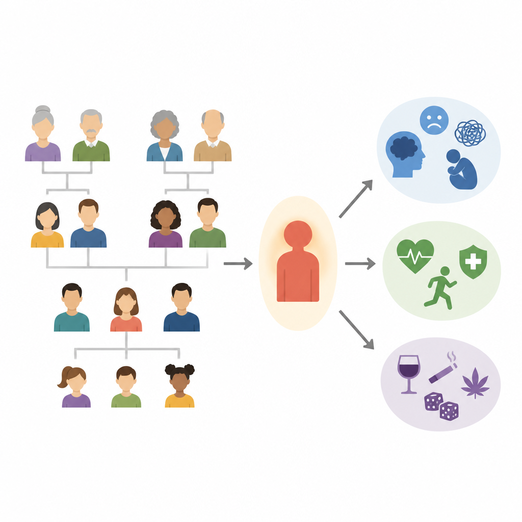 Figure 1. Wie die Borderline-Persönlichkeitsstörung bei einer Person mit vielen Gesundheitsproblemen in ihrer Familie zusammenhängt.