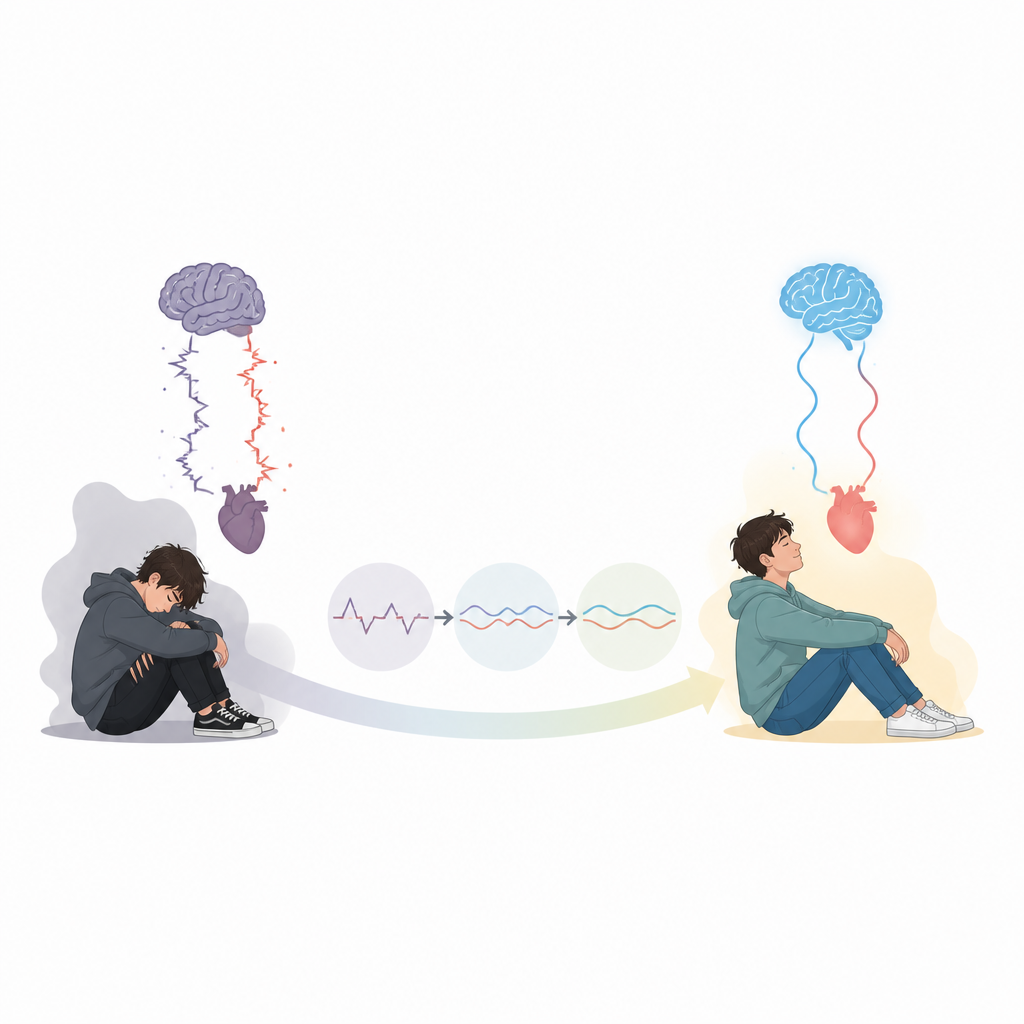 Figure 1. Wie die Herzrhythmen im Körper von Teenagern mit späterer emotionaler Erholung von Selbstverletzungsproblemen zusammenhängen