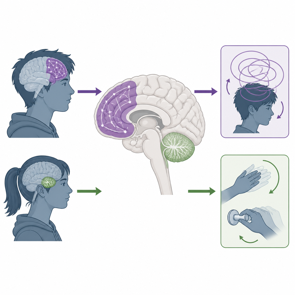 Figure 1. How teen brain networks give rise to obsessive thoughts versus compulsive actions.
