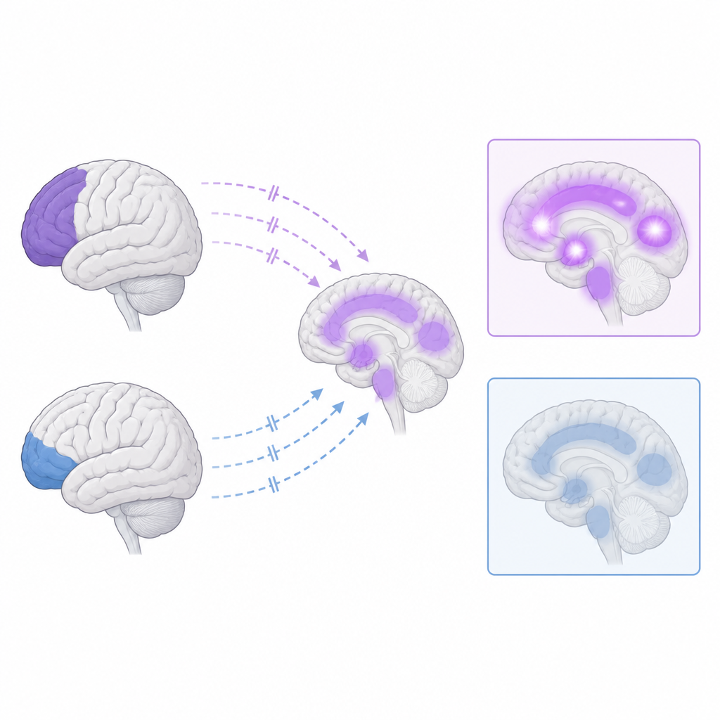 Figure 2. How specific frontal brain areas lose connection with inner thought networks in teen OCD.