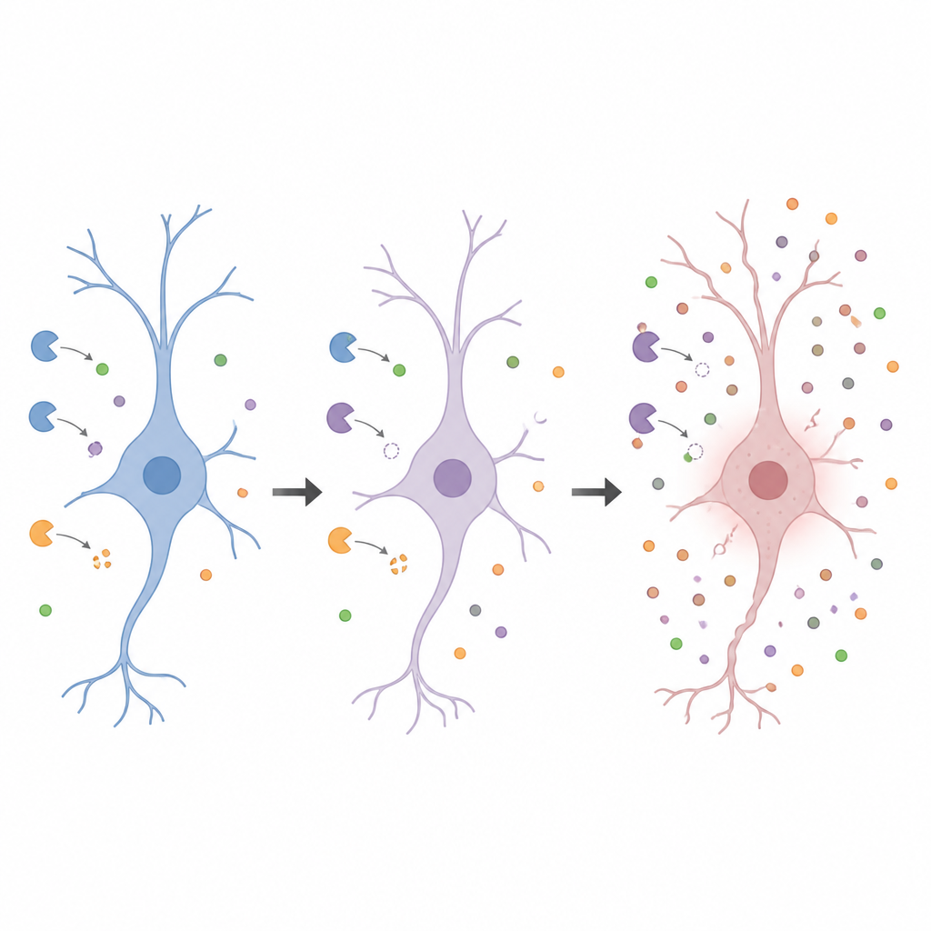 Figure 2. Come una specifica variazione genica indebolisce un enzima cerebrale e altera la segnalazione nei neuroni