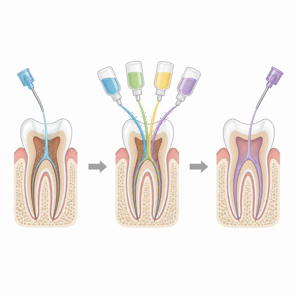 Figure 1. Confronto tra diversi liquidi per la detersione del canale radicolare e il loro effetto sulla resistenza delle radici dentarie.