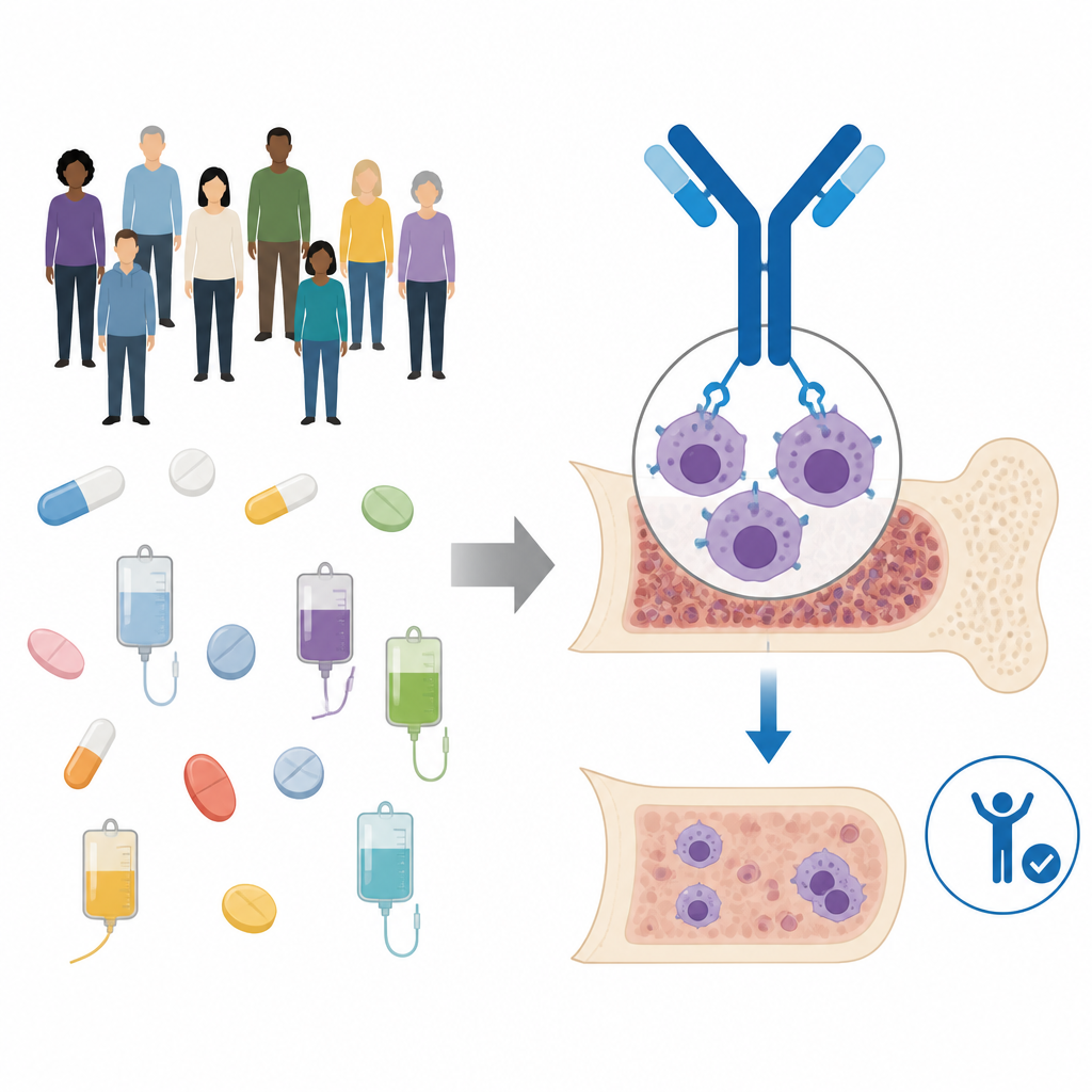 Figure 1. New antibody treatment outperforms many older drug combinations for hard-to-treat multiple myeloma.