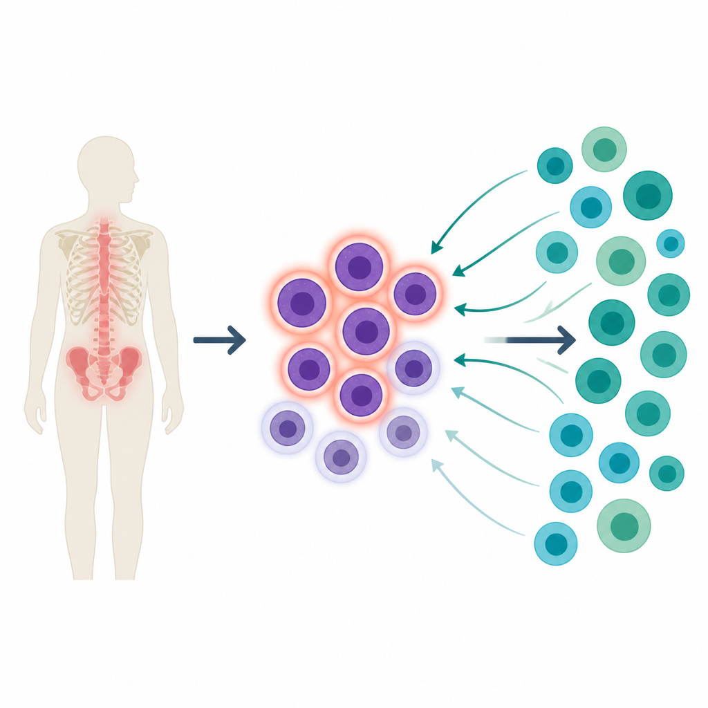 Figure 1. How BCMA-targeted CAR-T cells attack myeloma cells depending on the strength of a single surface marker.