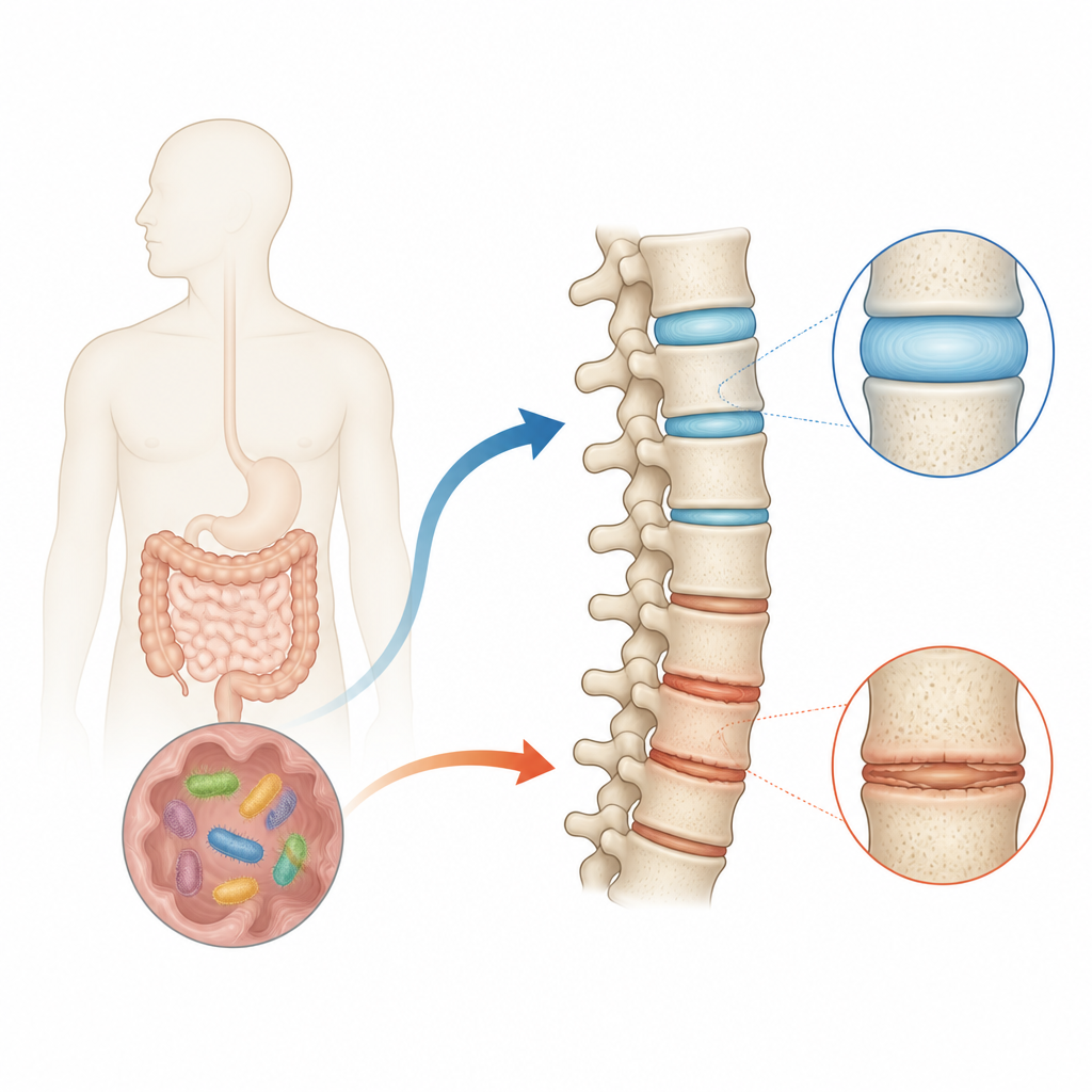 Figure 1. How a helpful gut microbe may support healthier spinal discs over time