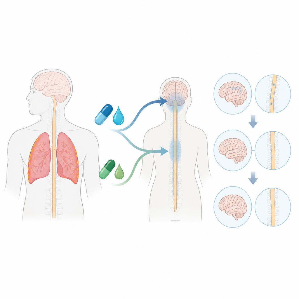 Figure 1. How a two drug strategy helps lung cancer that has spread to the brain coverings last longer