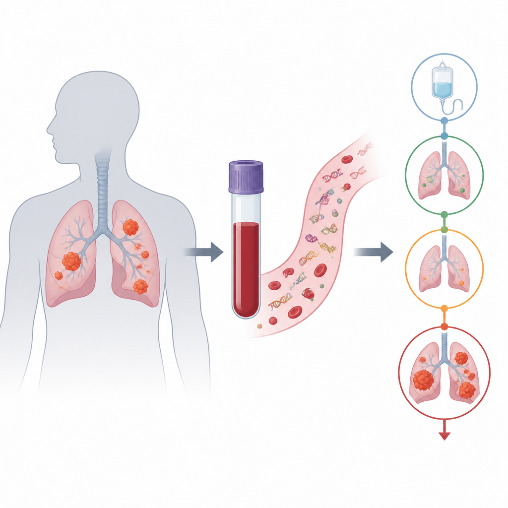 Figure 1. Using blood samples to track aggressive small-cell lung cancer and how it responds to treatment over time.
