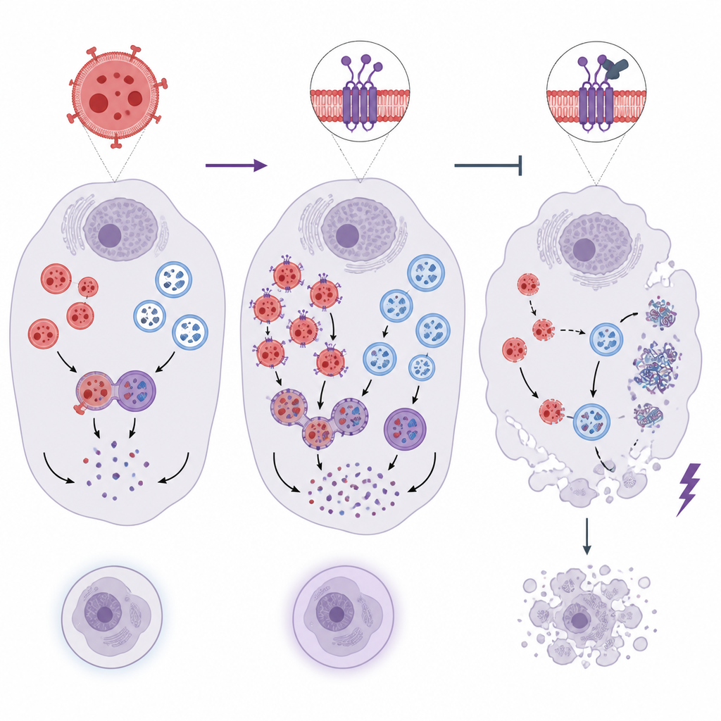 Figure 2. How a lysosome protein boosts cell recycling to protect leukemia cells and what happens when that support is removed.