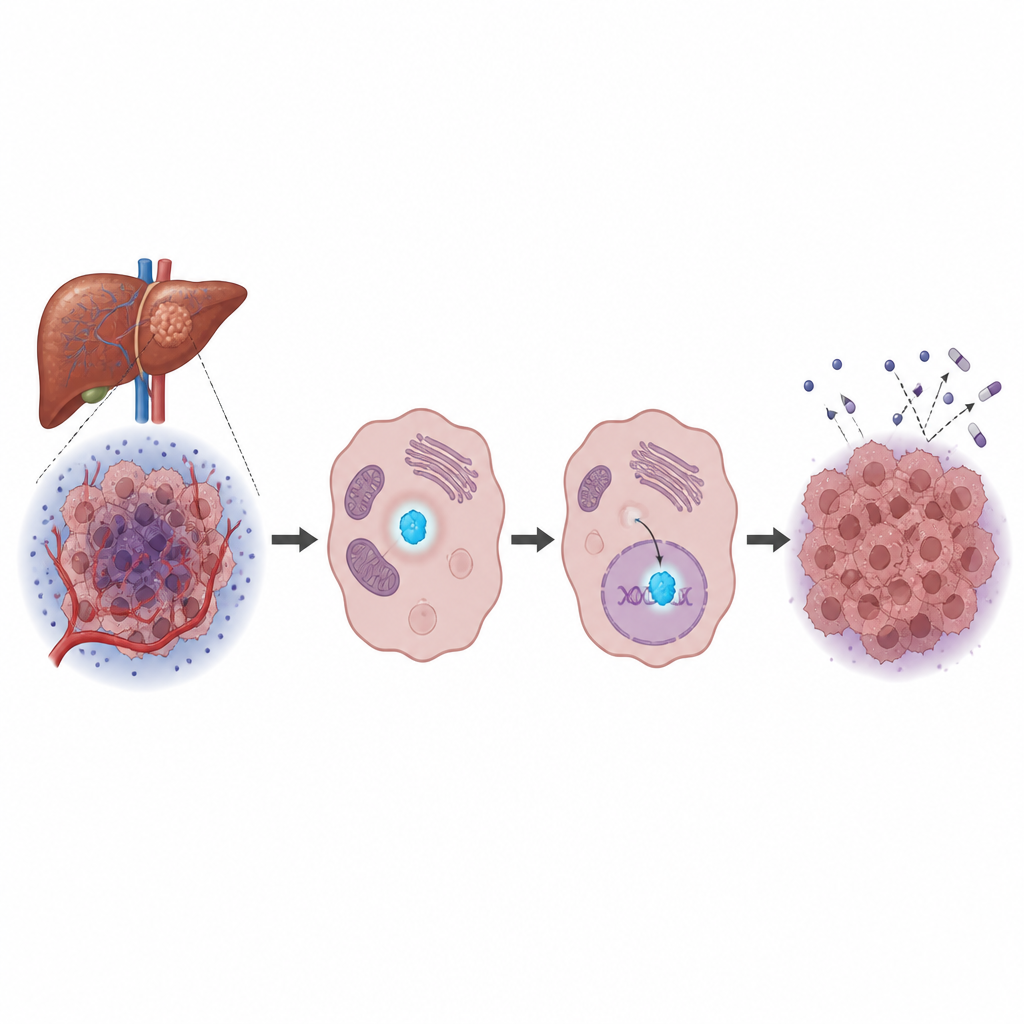 Figure 1. Low oxygen in liver tumors drives a protein into the nucleus, helping cancer cells resist chemotherapy.