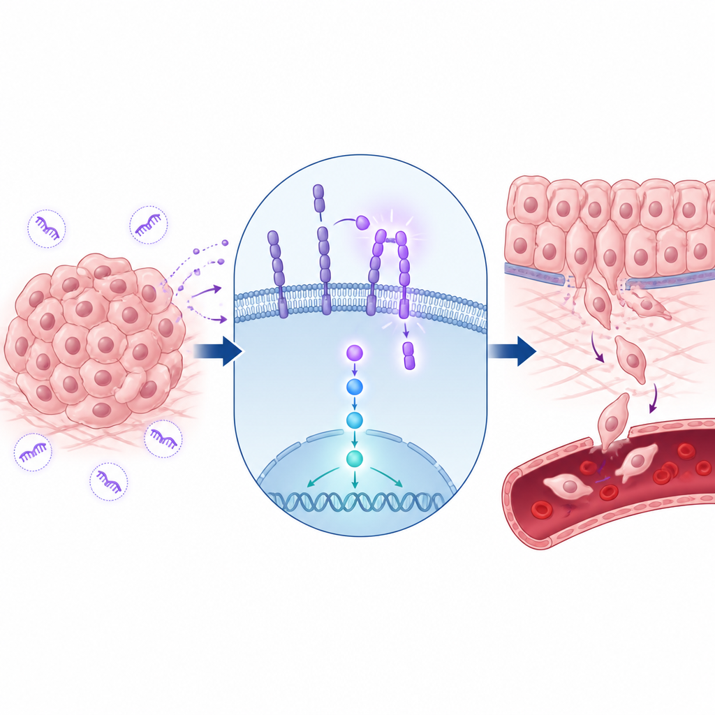 Figure 2. How one small RNA switches on a cell signal that makes lung cancer cells invade nearby tissue