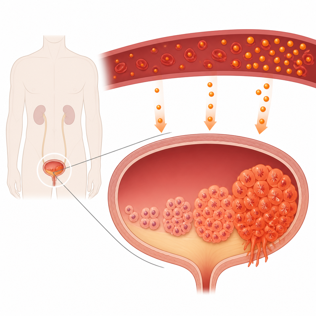 Figure 1. How high blood sugar creates a tumor-friendly environment in the bladder.