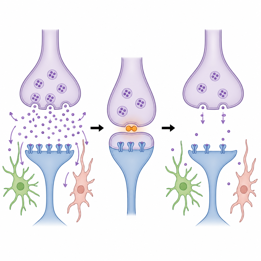 Figure 2. A tiny peptide wedges between two proteins at a nerve ending to reduce excessive chemical release and protect retinal cells.