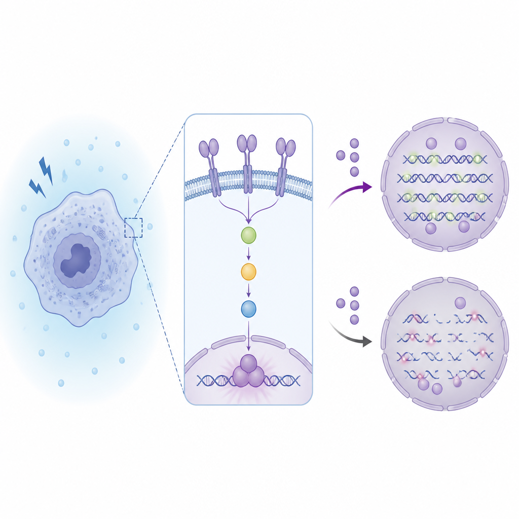 Figure 2. BTN3A2 attiva una via di riparazione interna che corregge il danno al DNA causato dal temozolomide, permettendo alle cellule di glioma di sopravvivere alla terapia.
