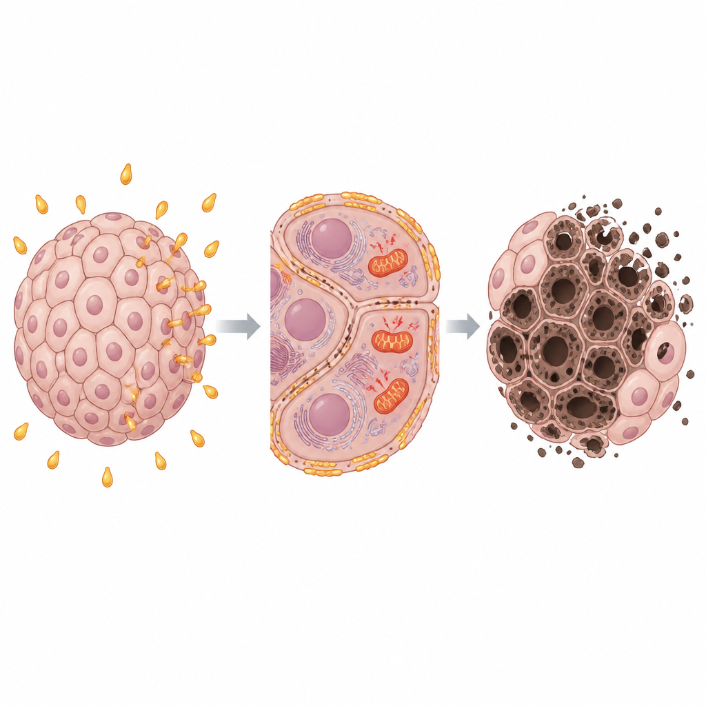 Figure 2. Come il grasso omega-3 all'interno delle cellule del colon scatena danni ossidativi che ne compromettono le membrane.