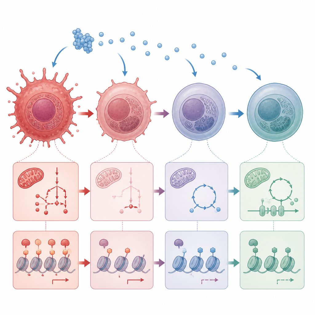 Figure 2. İnsülin, metabolik ve kromatin değişiklikleri aracılığıyla aşırı aktif T hücrelerini adım adım IL7R+ bellek hücrelerine dönüştürür.