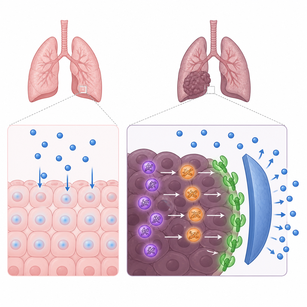 Figure 1. Come una proteina poco nota aiuta i tumori polmonari a sfuggire agli effetti di una terapia mirata.