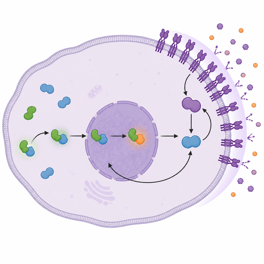 Figure 2. All’interno di una cellula tumorale, QSOX2 attiva un circuito di segnali che rafforza le difese della cellula contro un farmaco per il cancro polmonare.