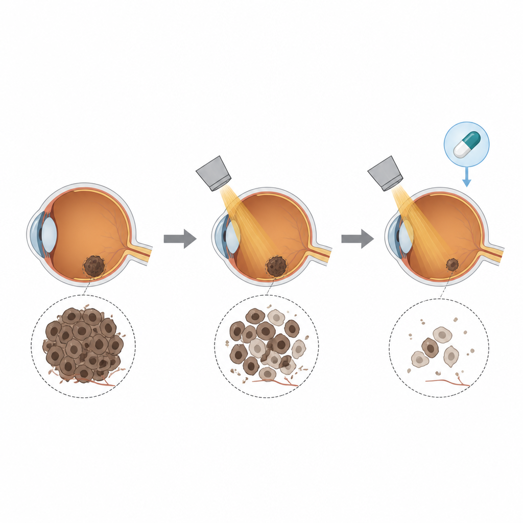 Figure 1. Targeted drug helps radiation shrink stubborn eye tumors more effectively