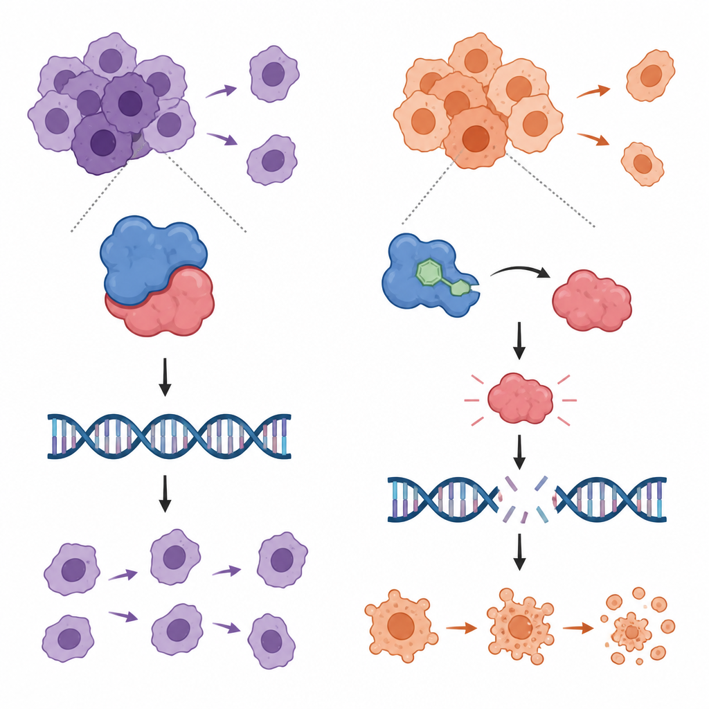 Figure 2. Blocking a molecular shield lets radiation damage kill resistant eye tumor cells