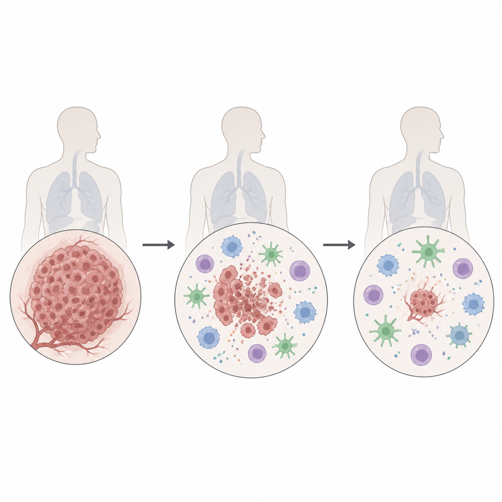 Figure 1. How a controlled inflammatory cell death pathway can both fight and fuel cancer in the body