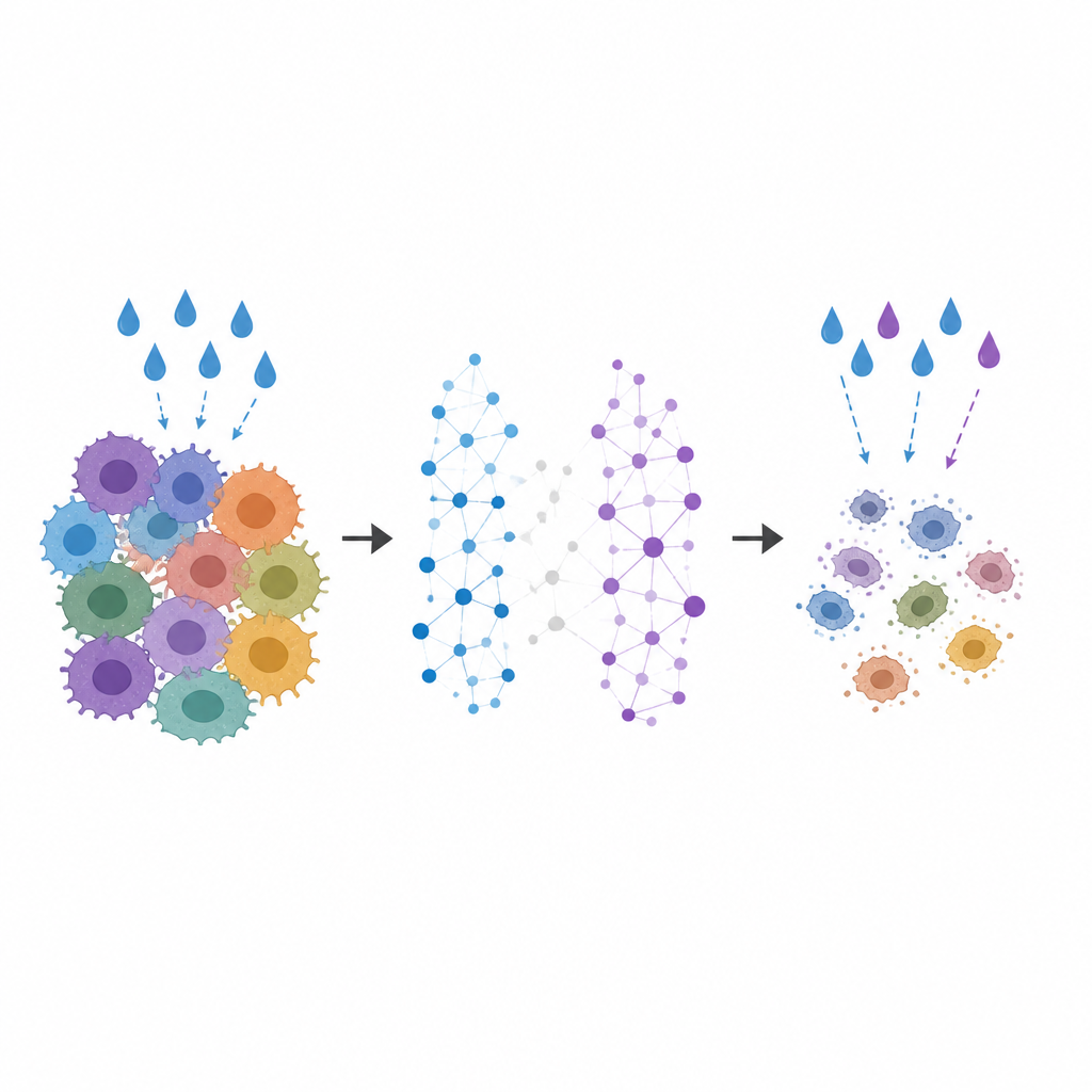 Figure 1. How a helper drug reshapes cancer cells so old treatments start working again