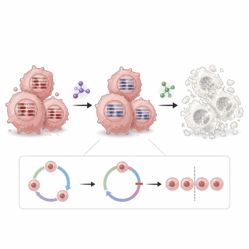 Figure 2. How a second drug flips harmful gene activity to let the main cancer drug kill resistant cells