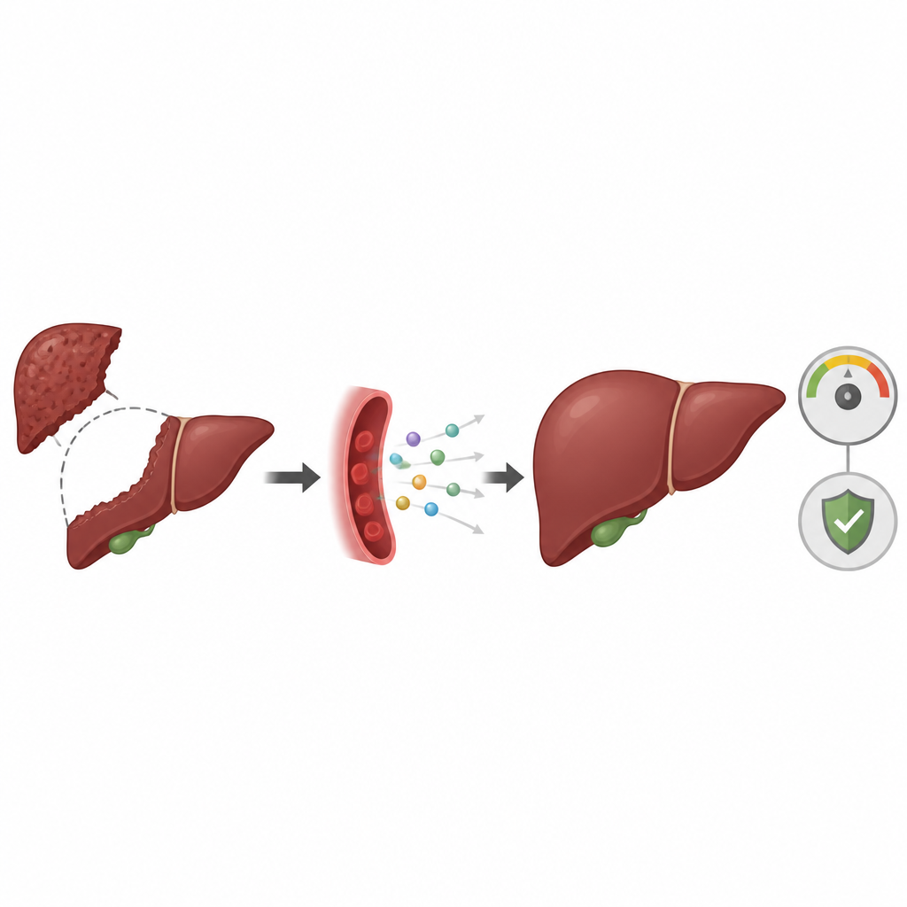 Figure 1. Ormoni dello stress e interruttori interni guidano la ricrescita sicura del fegato dopo gravi lesioni o interventi chirurgici.