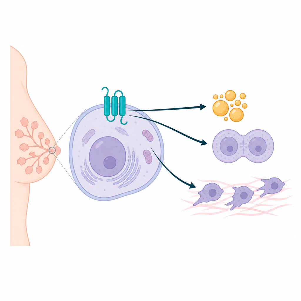 Figure 1. Wie ein einzelnes Protein in Brustkrebszellen die Fettproduktion steigert und Tumoren Wachstum und Ausbreitung erleichtert
