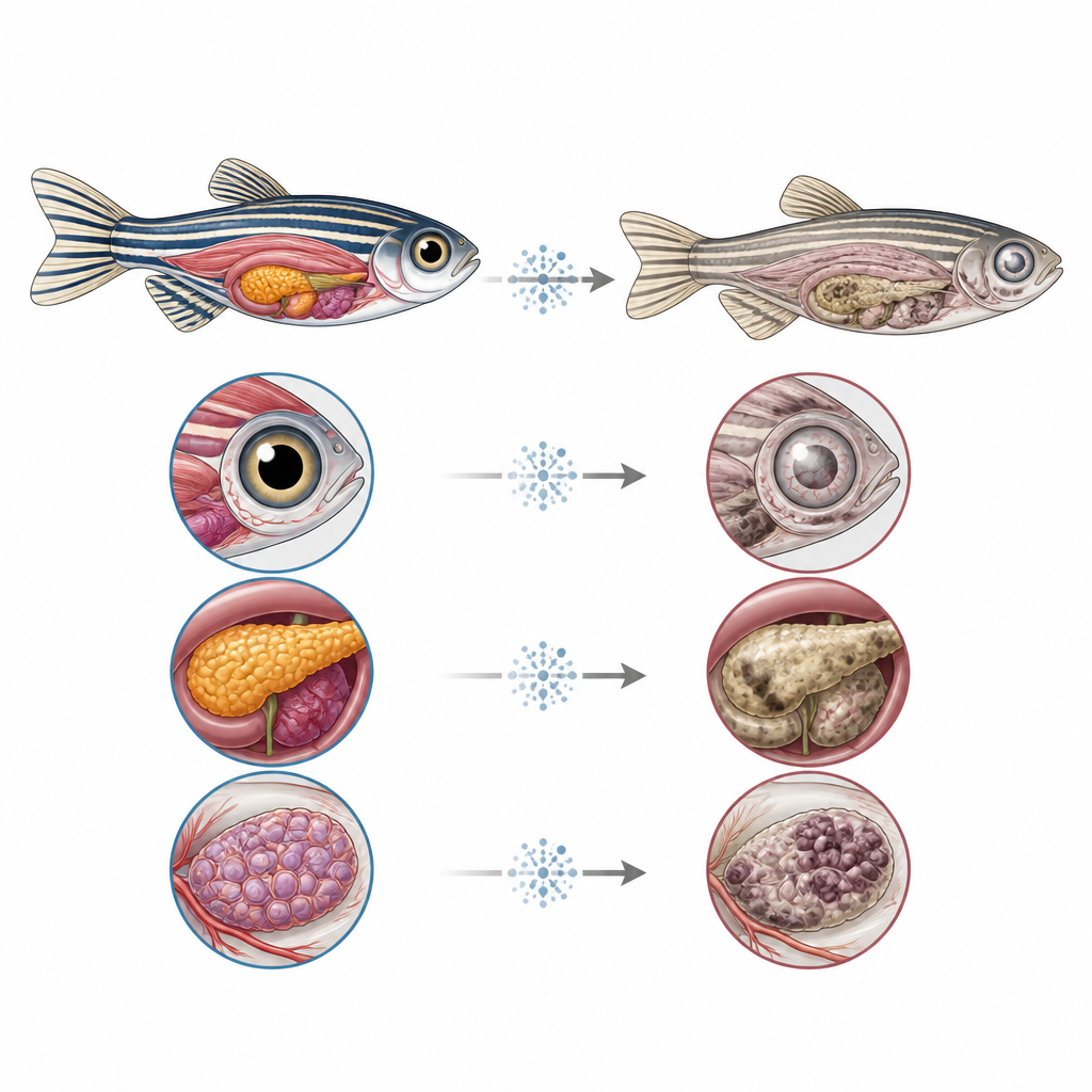 Figure 1. La perdita di un gene cellulare addetto alla pulizia nei pesci zebra porta da organi sani a decadimento tissutale e a un aumentato rischio di cancro.