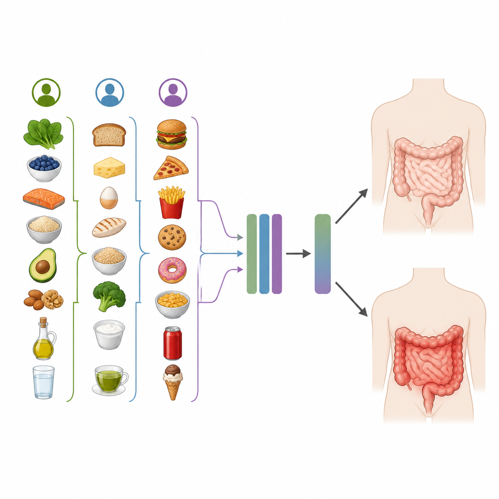 Figure 2. Comparing diet inflammation scores with calm versus inflamed intestines in people with bowel disease