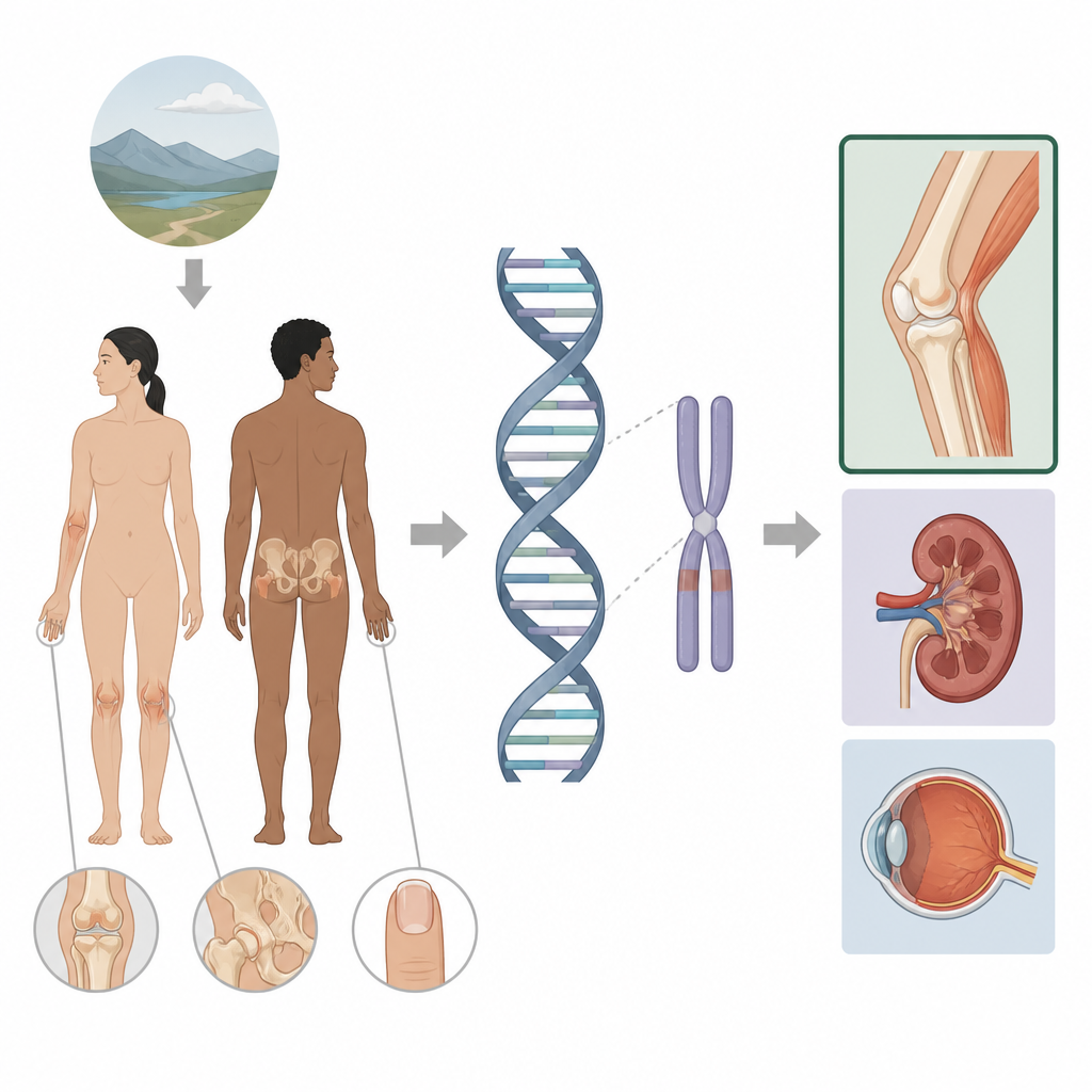 Figure 1. Jak ukryte przełączniki DNA w pobliżu jednego genu kształtują kończyny, nerki i oczy w zespole paznokieć-rzepka.