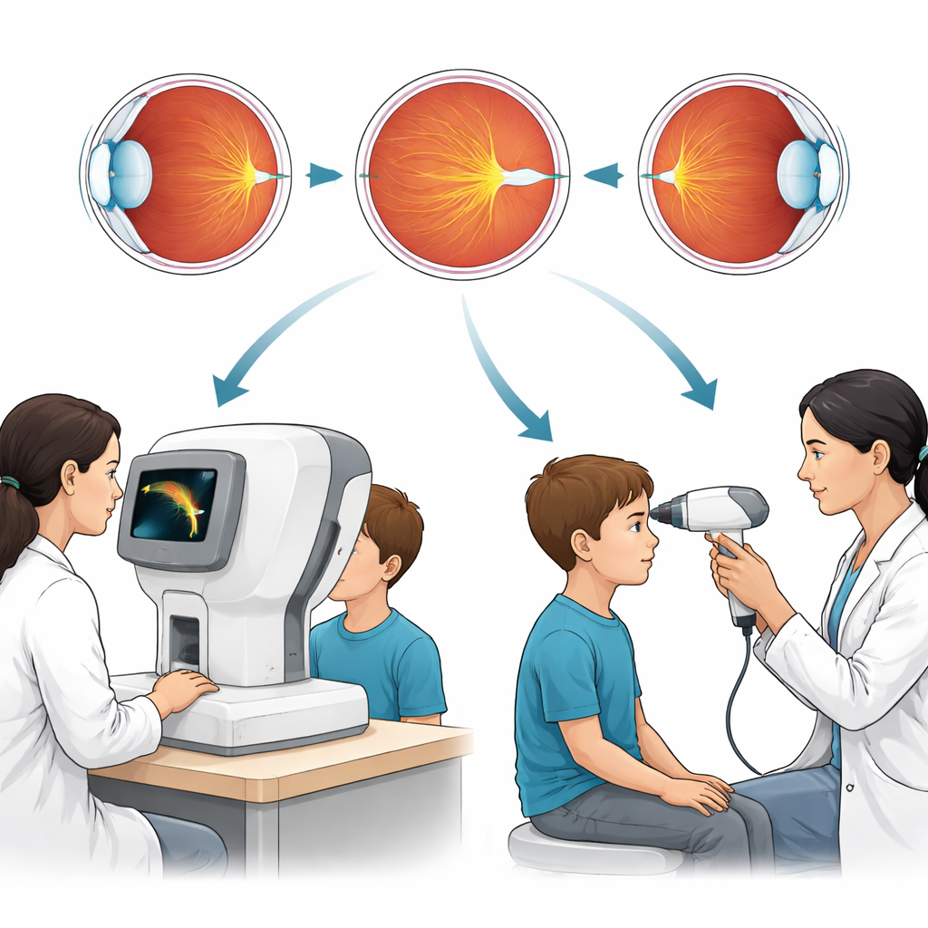 Figure 1. Due scanner oculari offrono viste corrispondenti del nervo ottico nei bambini con fusione precoce delle ossa del cranio.