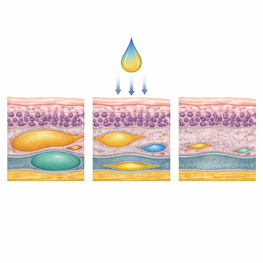 Figure 2. Yüksek doz bir göze enjeksiyon sonrası farklı retinal sıvı cebeciklerinin adım adım kuruması; hangi değişikliklerin daha iyi görme ile ilişkili olduğunu ortaya koyuyor.